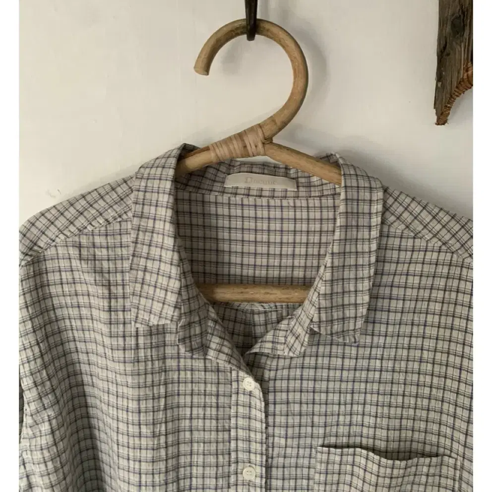 리넨느 Mue over check shirt (begie blue)