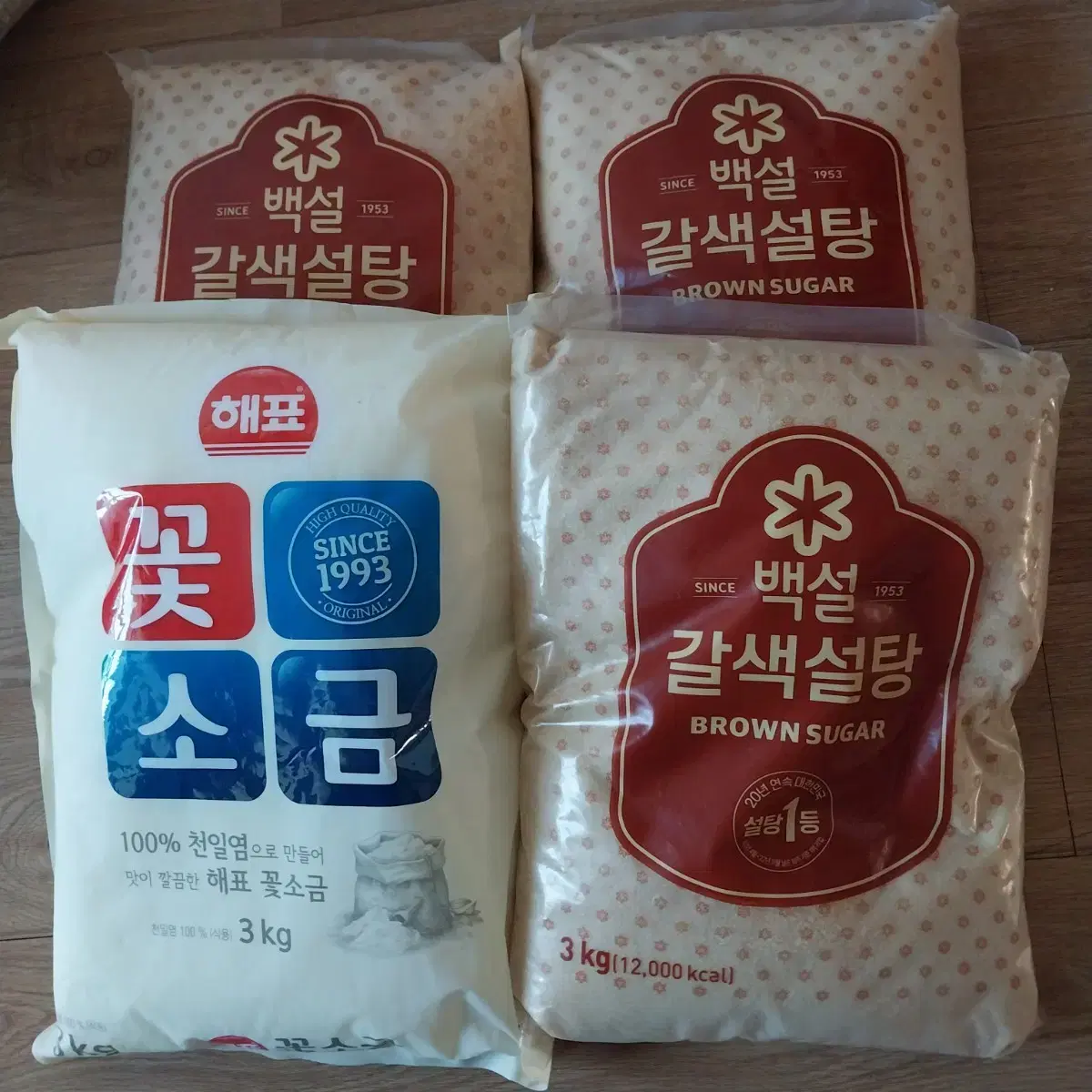 백설갈색설탕3kg*3꽃소금3kg