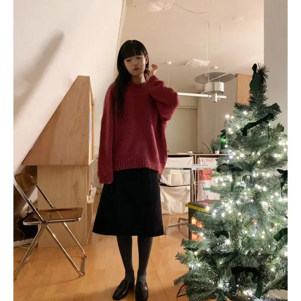 [미착용] 데일리마켓 oval round knit