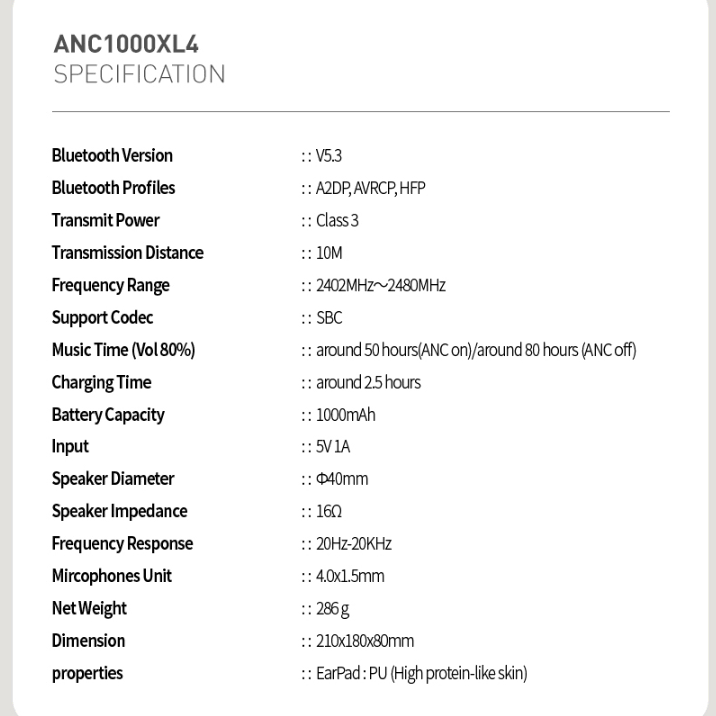 브리츠 하이브리드 노이즈 캔슬링 헤드셋 1000ANC XL4