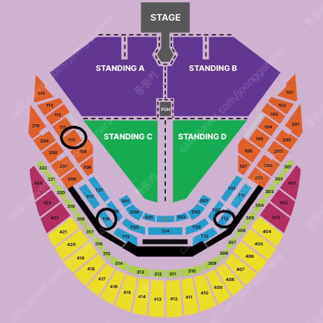 두아리파 콘서트 오늘 스탠딩B 800번대 1장 원가이하 양도