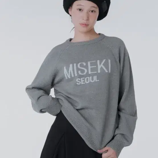 미세키서울 회색 니트 Misekiseoul logo knit GREY