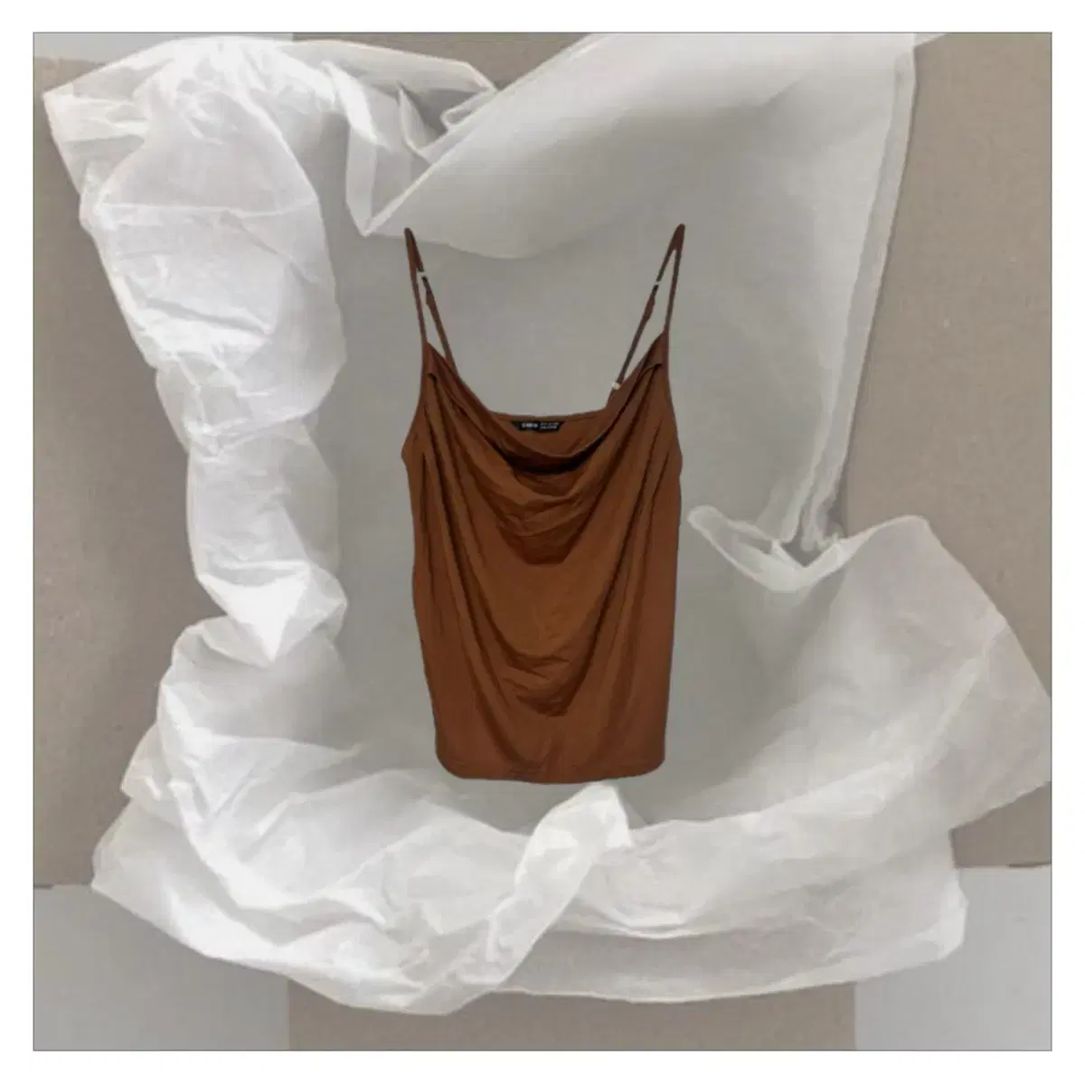 drape sleeveless top in brown