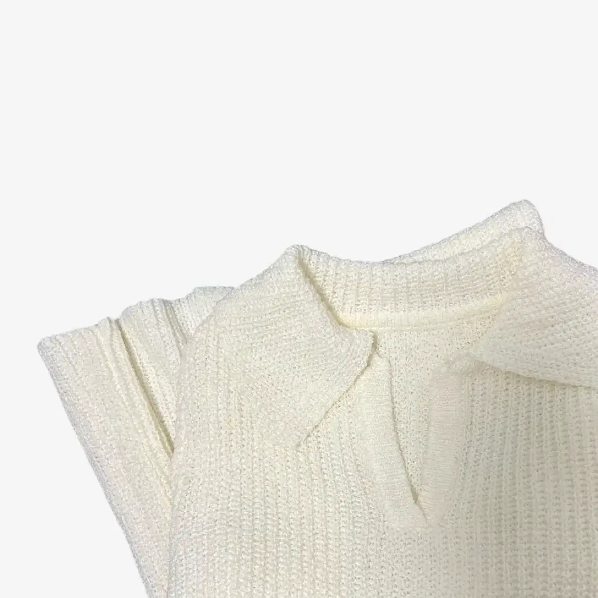 half sleeves open work knit top in white