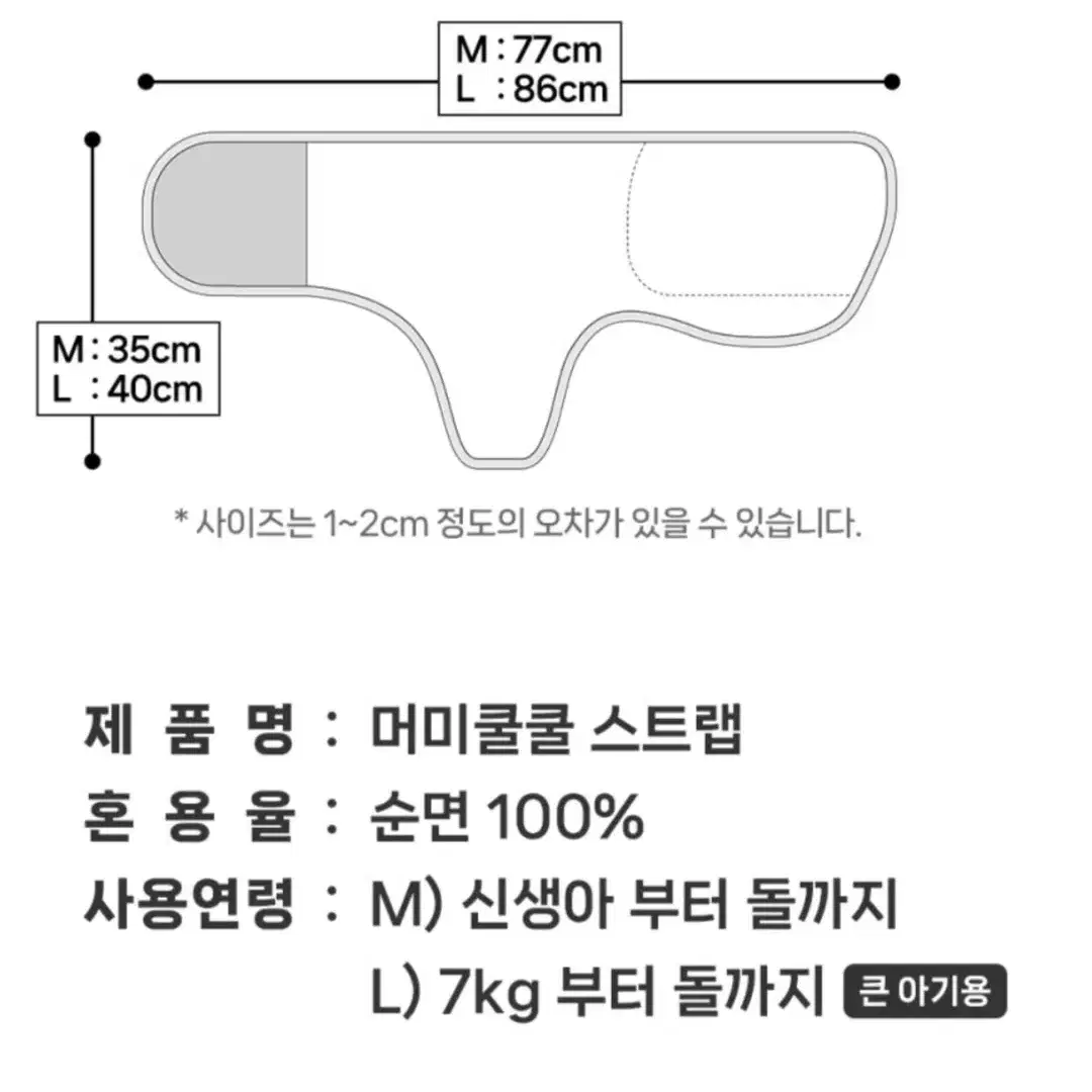 머미쿨쿨 무소음 스와들 스트랩 아기 속싸개 모로반사 방지 M 2개