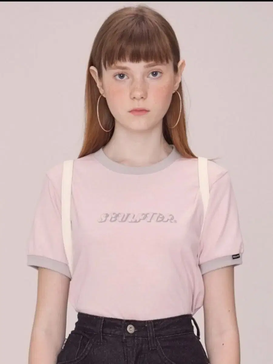 스컬프터 반팔 heartring ringer tee babypink