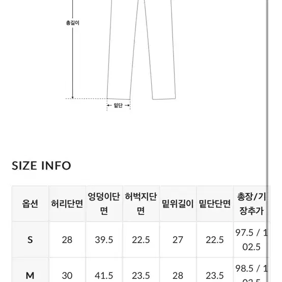 히니크 자체제작 저스트핏 카고 부츠컷 롱팬츠 - M 기장추가