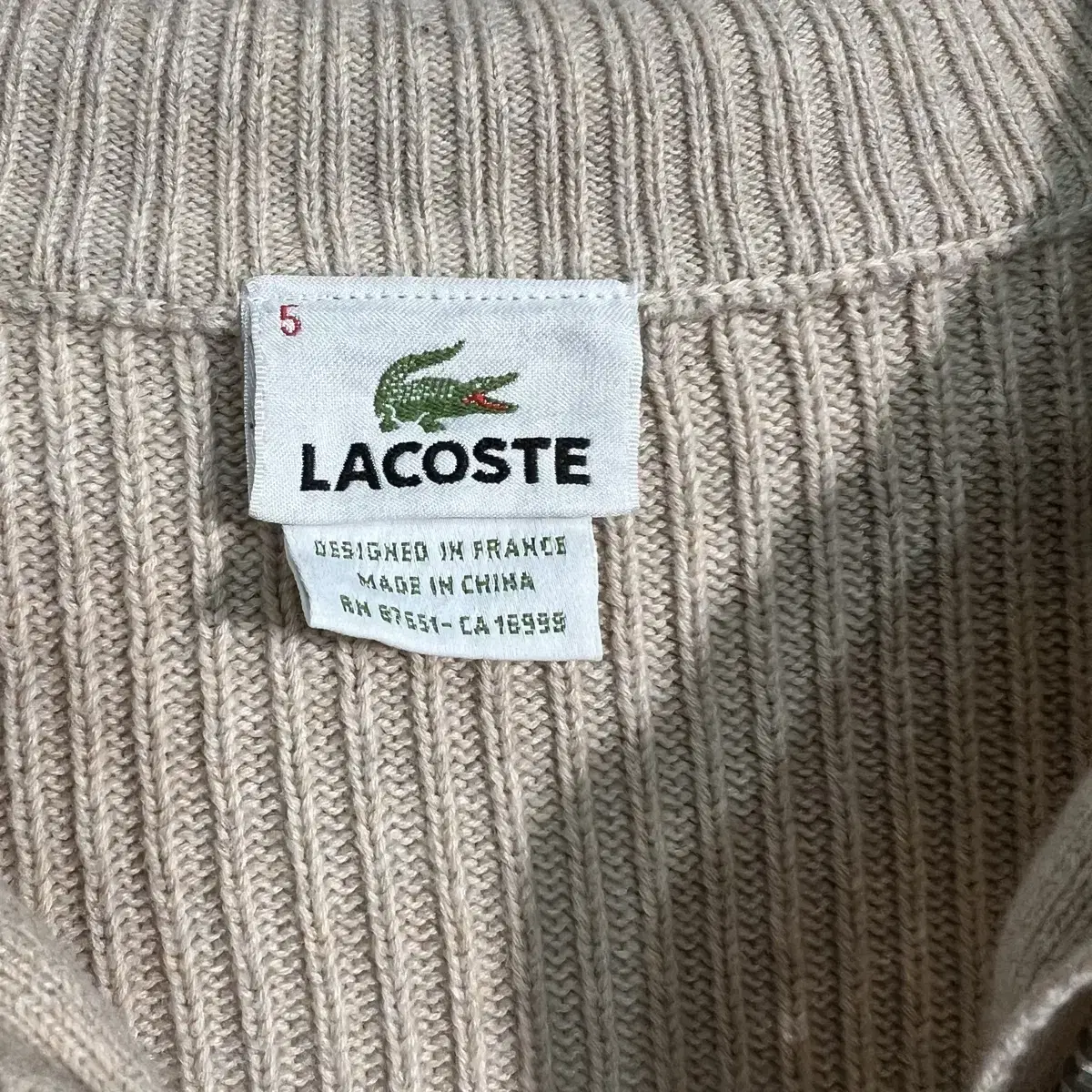 Lacoste 라코스테 코튼80 울20 케이블 반집업