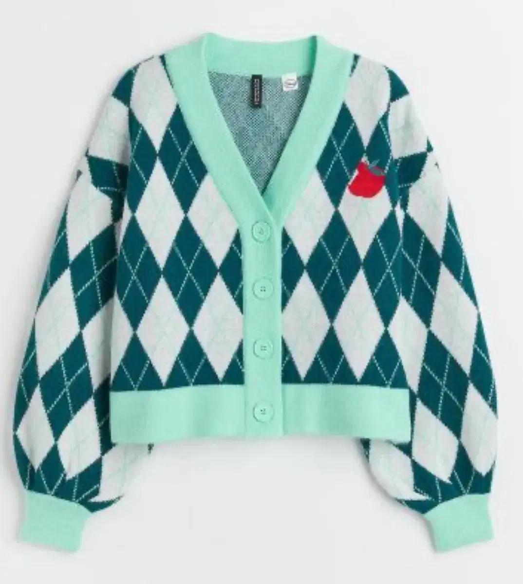 H&M Snow White Collaboration Green Jacquard Cardigan L