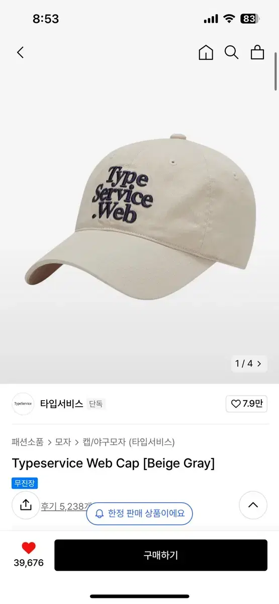 타입서비스 모자 (Typeservice Web Cap)