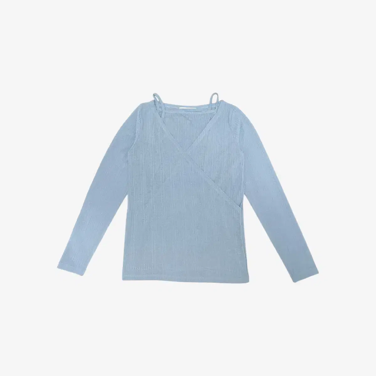 long sleeves wrap top in baby blue