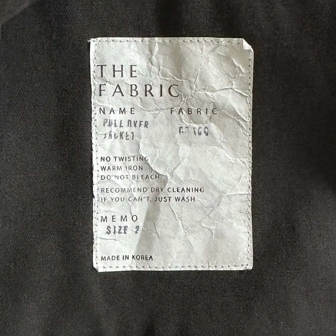 THE FABRIC 더패브릭 자켓 차콜