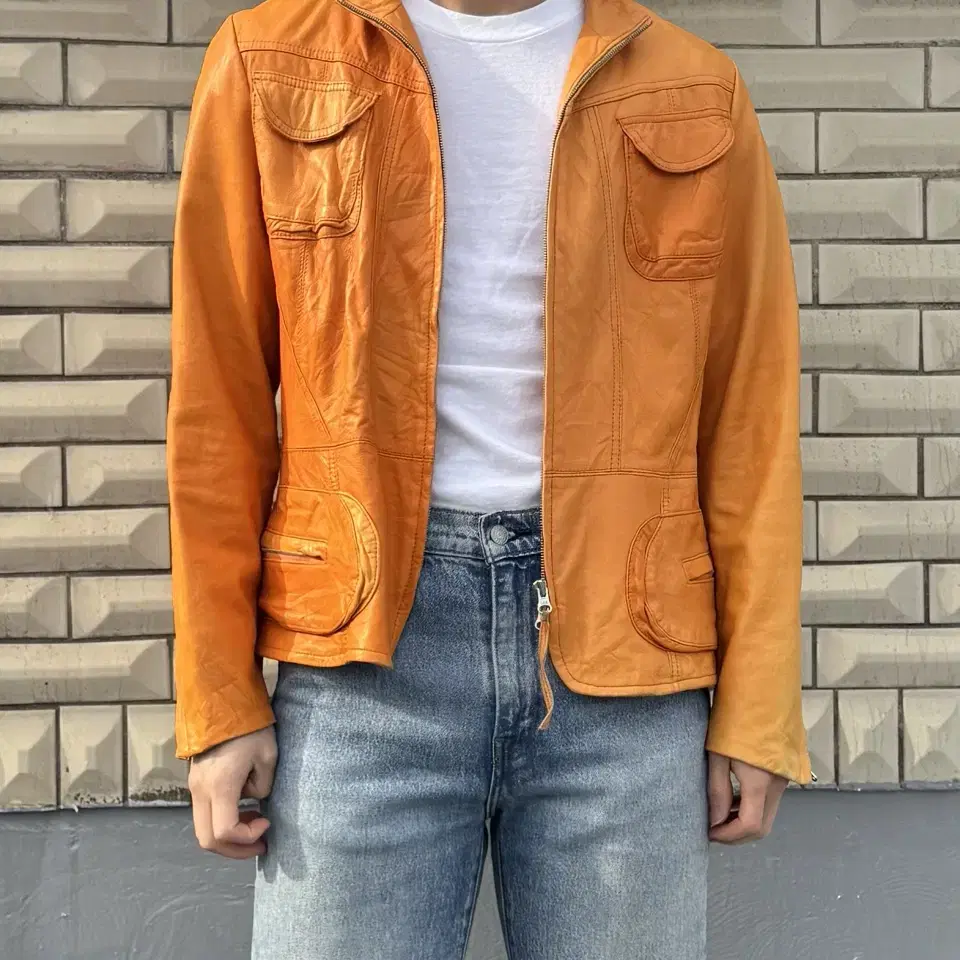 vintage orange leather jacket