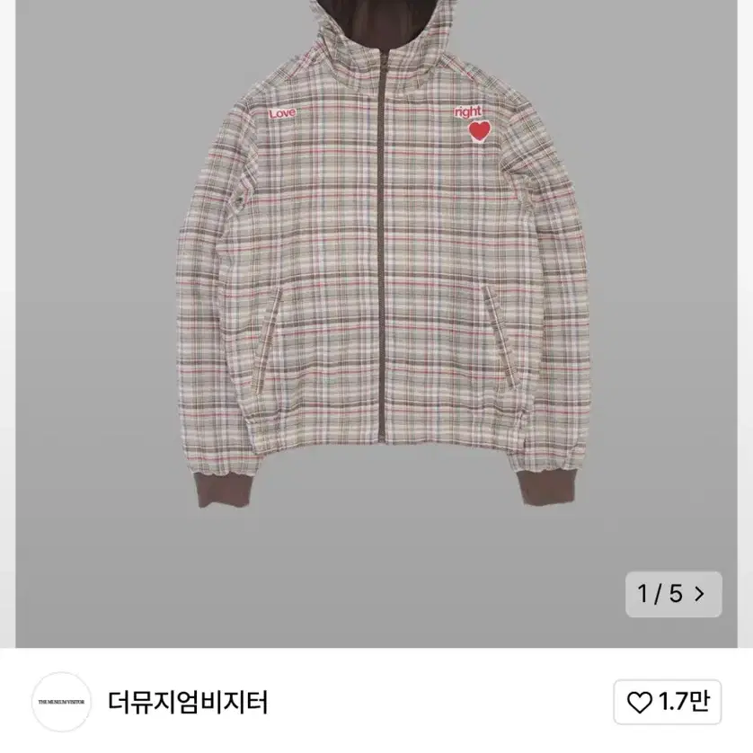 더뮤지엄비지터 LOVE CHECK PUFFED JACKET (BROWN)