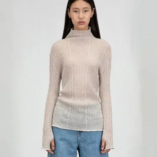 아모멘토 시어 터틀넥 SHEER TURTLE NECK PULLOVER