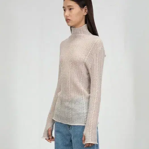 아모멘토 시어 터틀넥 SHEER TURTLE NECK PULLOVER