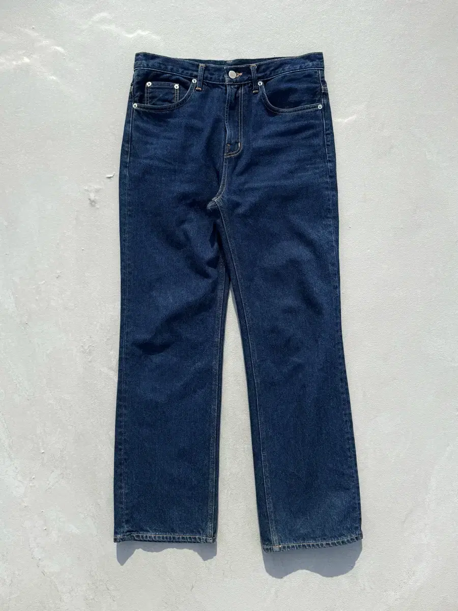 vintage deep blue straight denim pants