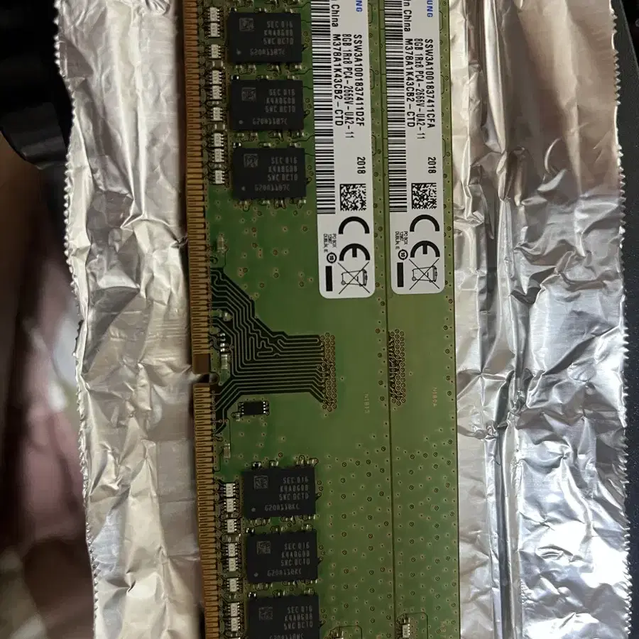 삼성 ddr4g 2666 램 2장팔아요