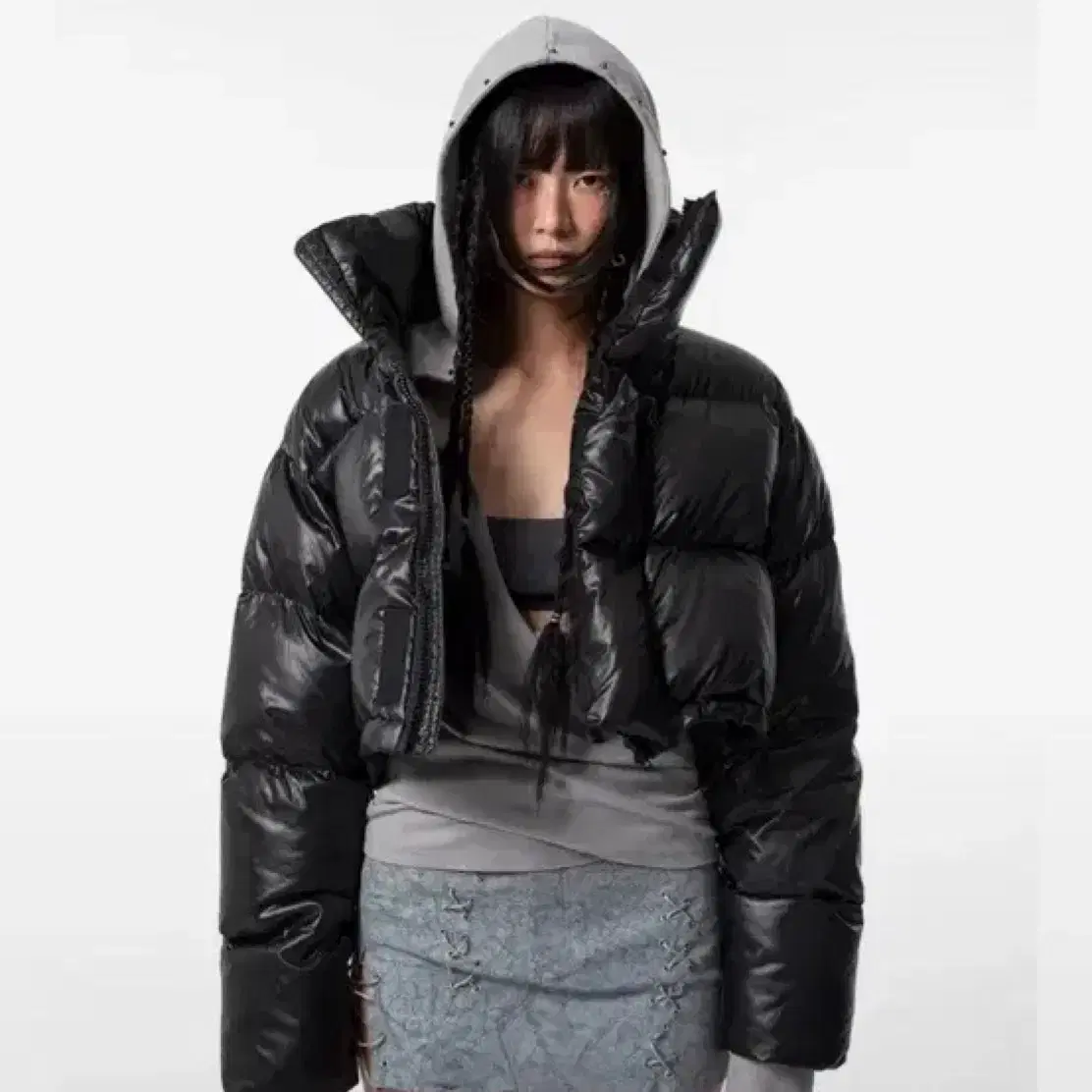 Leey CROP PUFFER JACKET BLACK 패딩