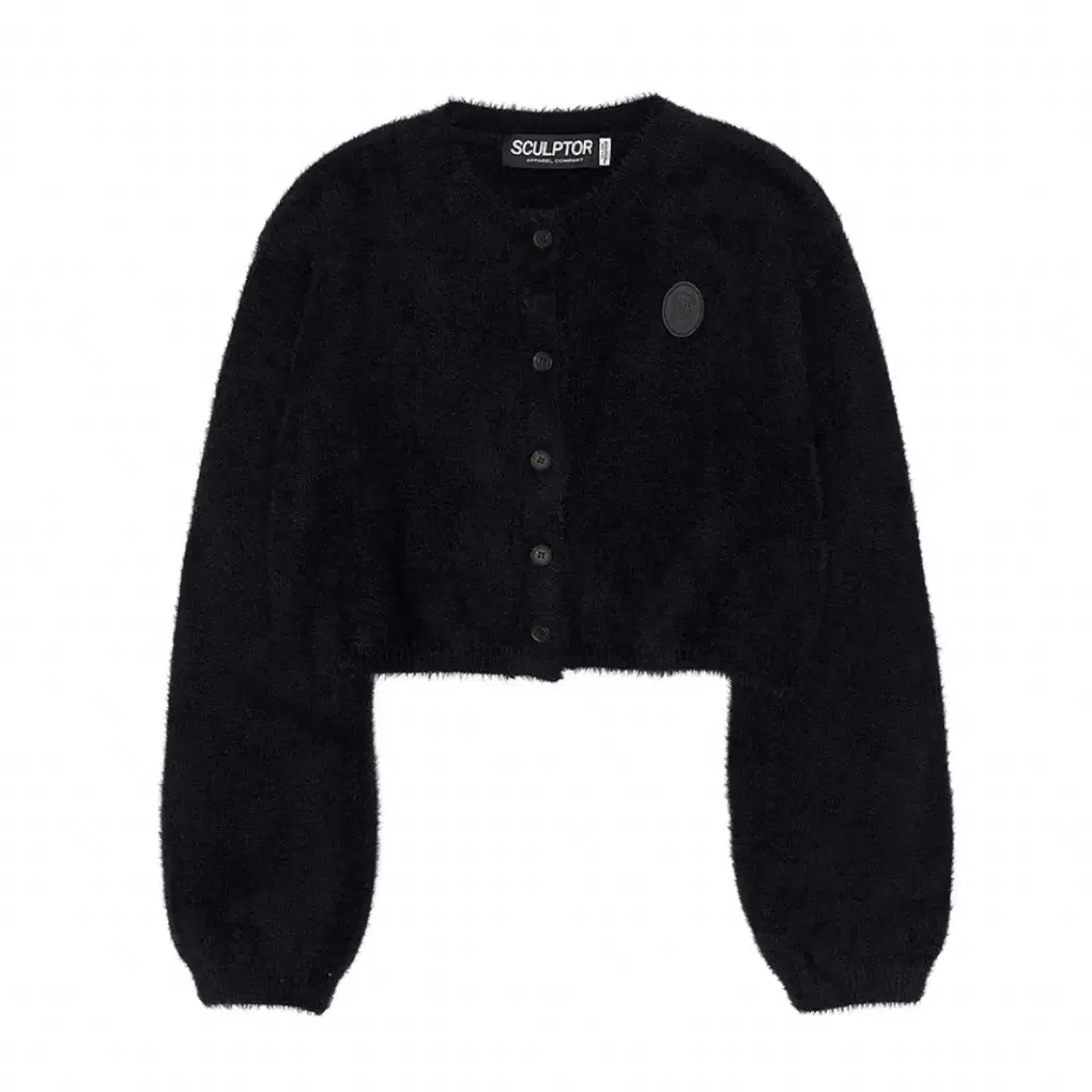 스컬프터 Fuzzy Crop Cardigan Black