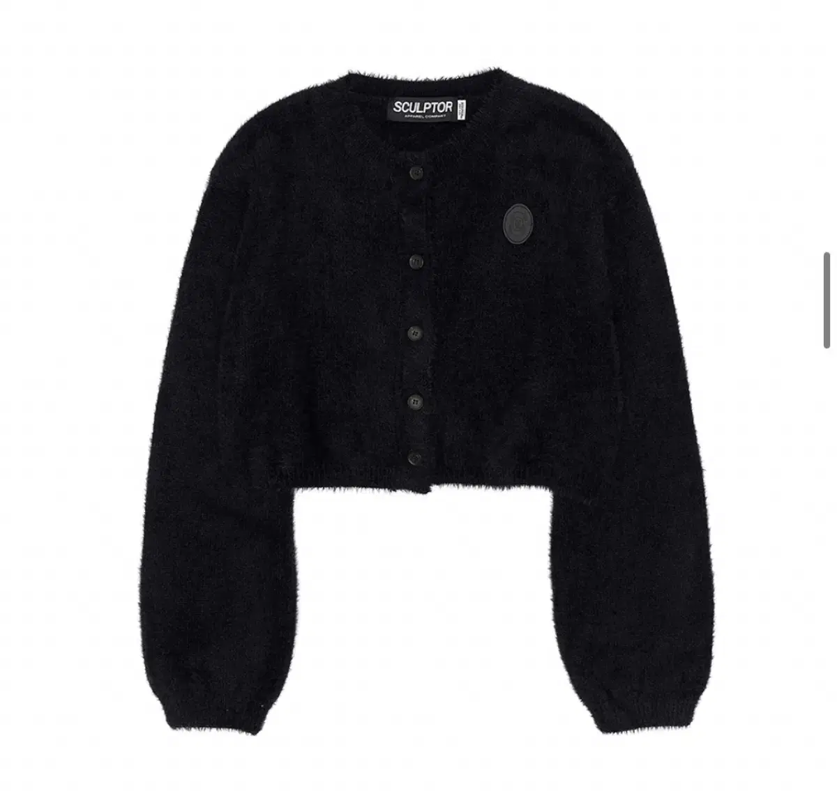 스컬프터 Fuzzy Crop Cardigan Black