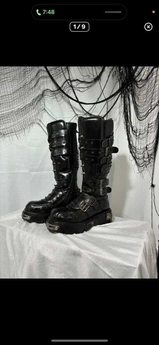 NewRock Stud Punk Long Leather Boots