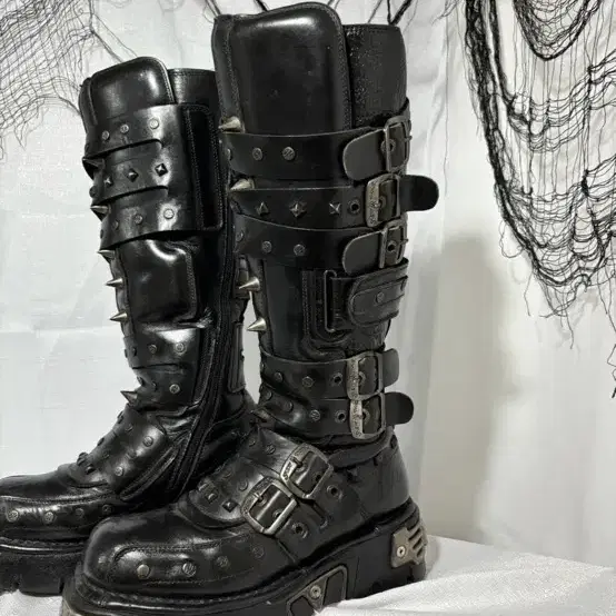 NewRock Stud Punk Long Leather Boots