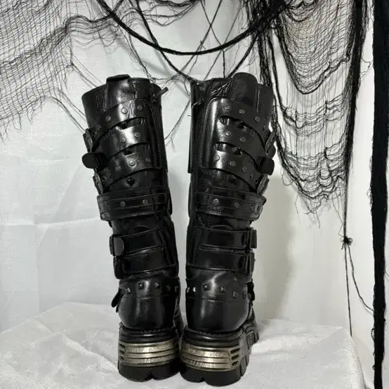 NewRock Stud Punk Long Leather Boots