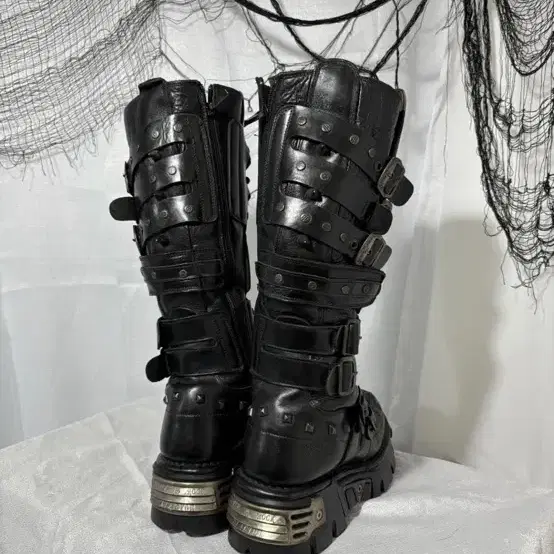 NewRock Stud Punk Long Leather Boots