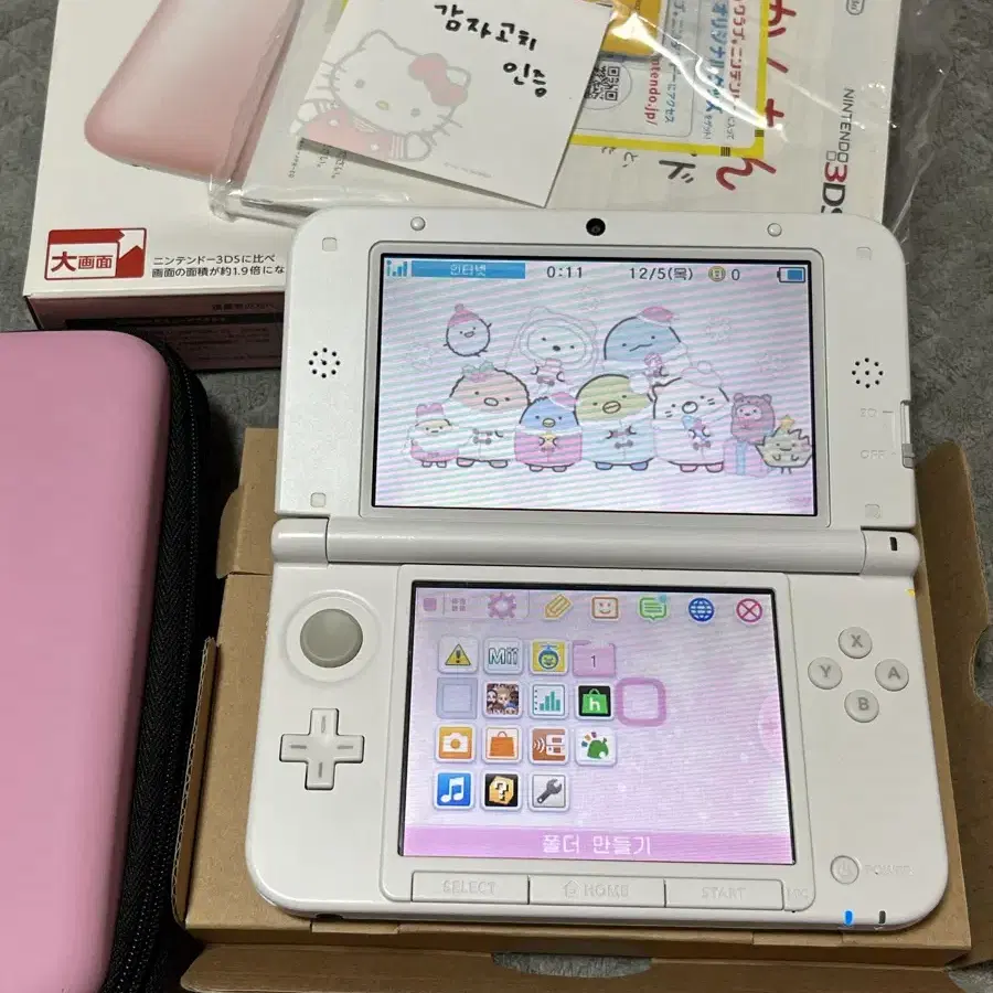 닌텐도 3DS XL 핑크화이트 박스O, 파우치포함