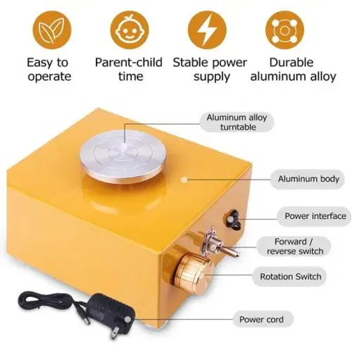 가정용 전기물레 도자기 만들기 도예기 세트, 옐로우