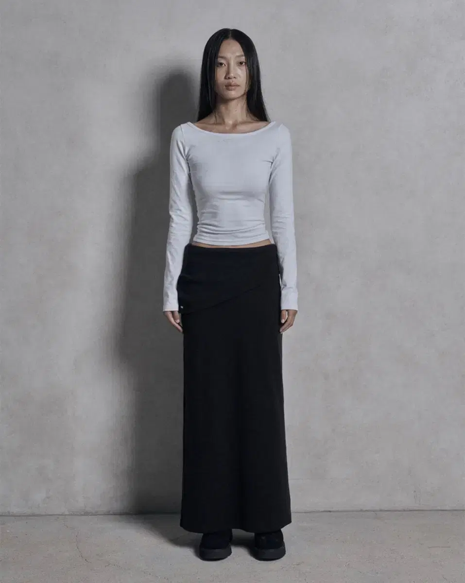 보헤미안서울 Basic Folded Long Skirt Black롱스커트