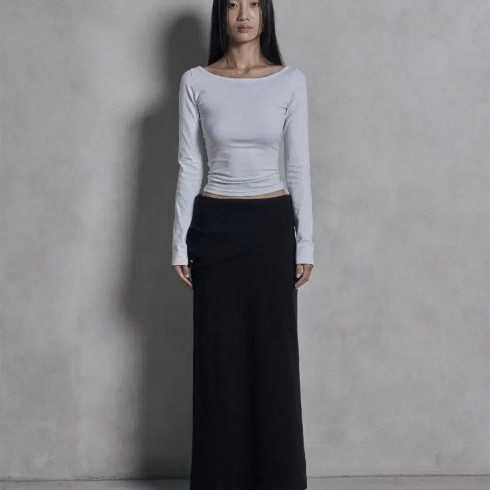 보헤미안서울 Basic Folded Long Skirt Black롱스커트