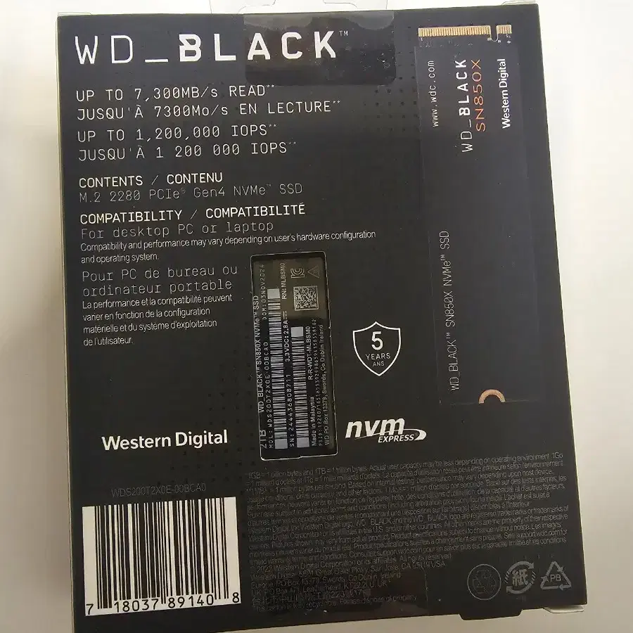 WD Black sn850x M.2 NVMe SSD 2TB