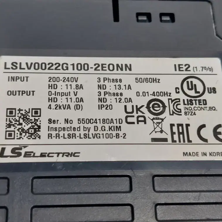 LS LSLV0022G100-2EONN 2.2KW 3마력 220V 인버터