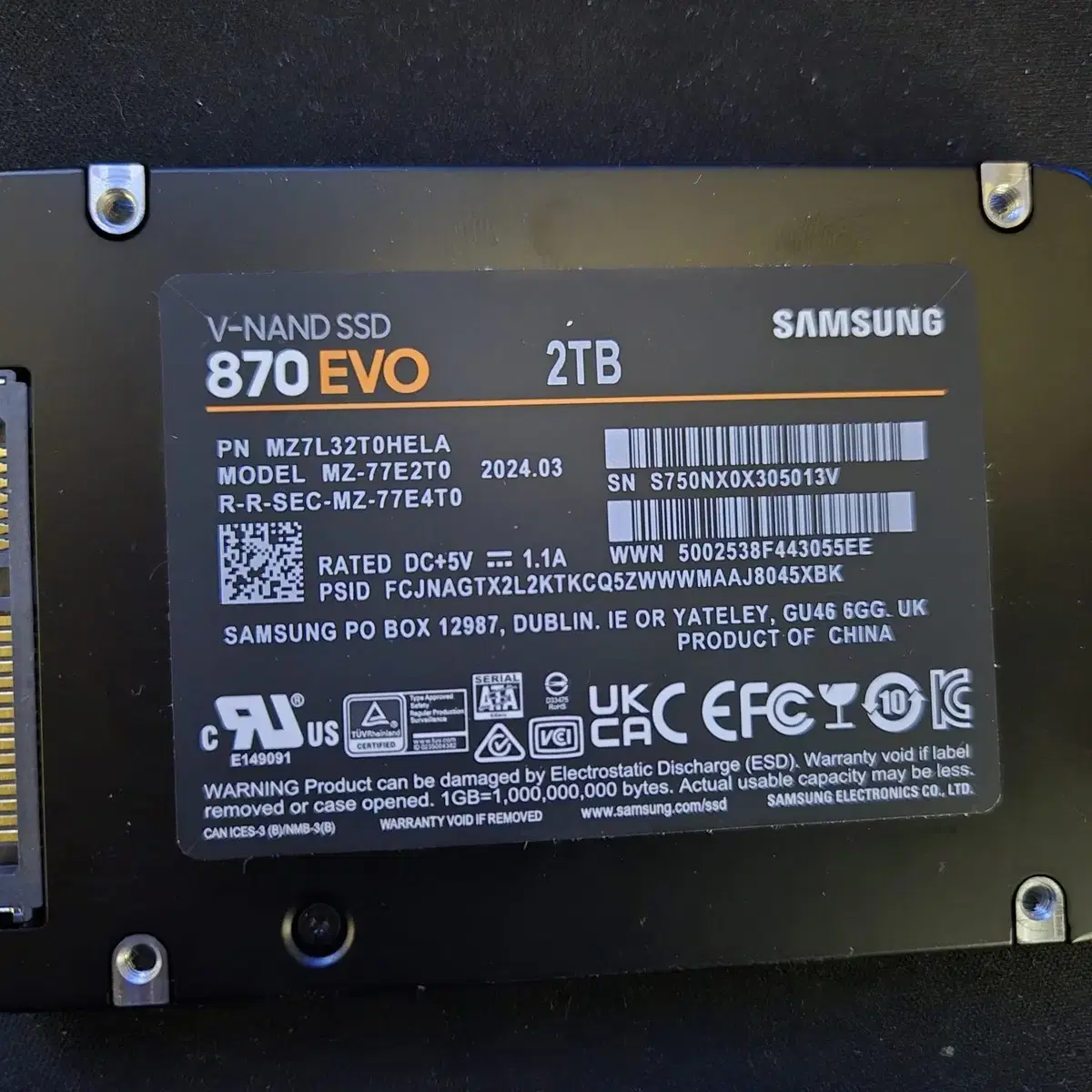 삼성 SSD 870evo 2t 판매합니다.