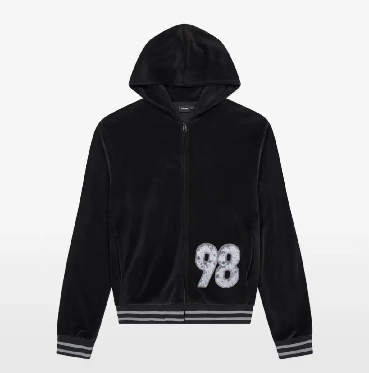 아캄 98 Patch Velour Zip-Up Hoodie (Black)