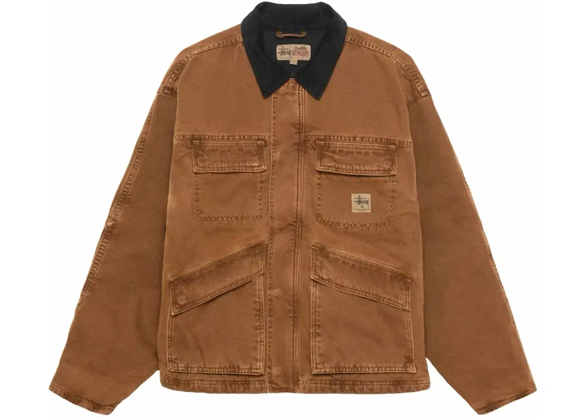 STUSSY washed canvas shop jacket bronze