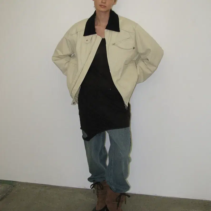 파르티멘토 우먼 COTTON WASHED WORK JACKET_IVORY