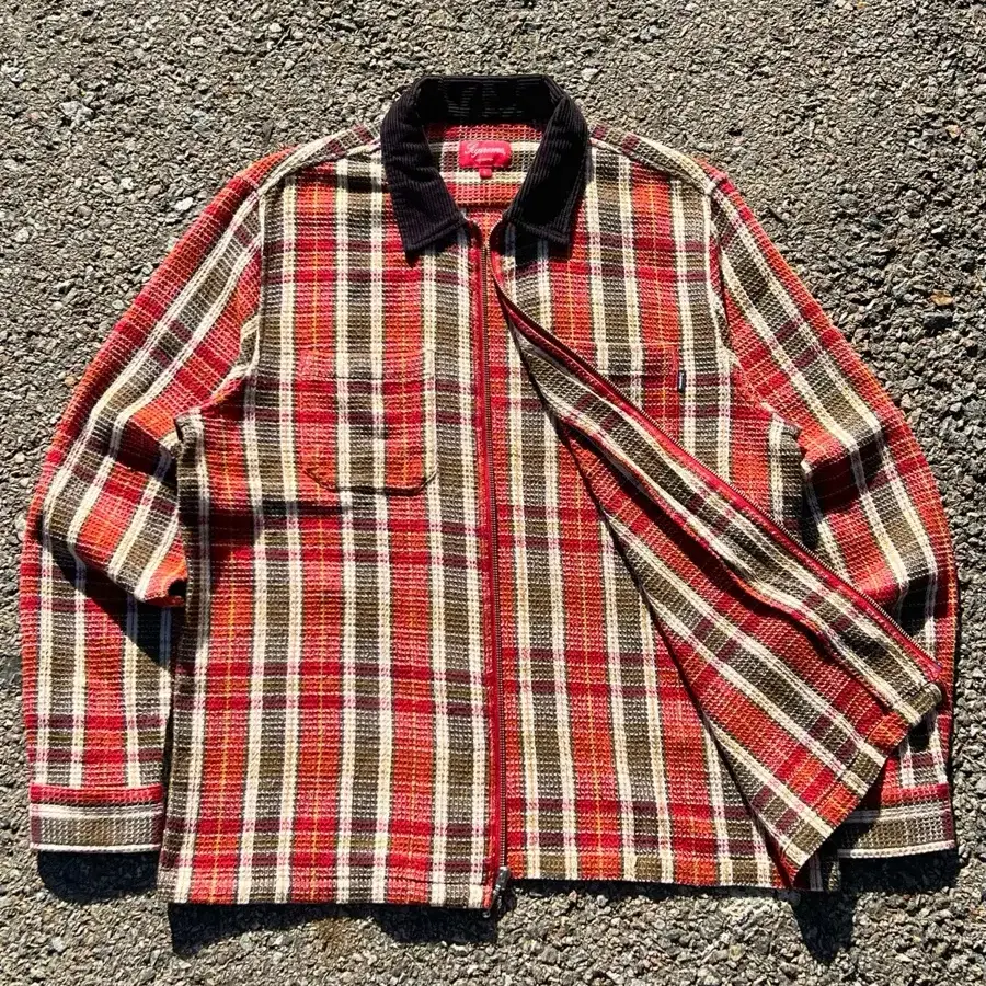 Supreme 18AW Plaid Thermal Zip Up Shirt