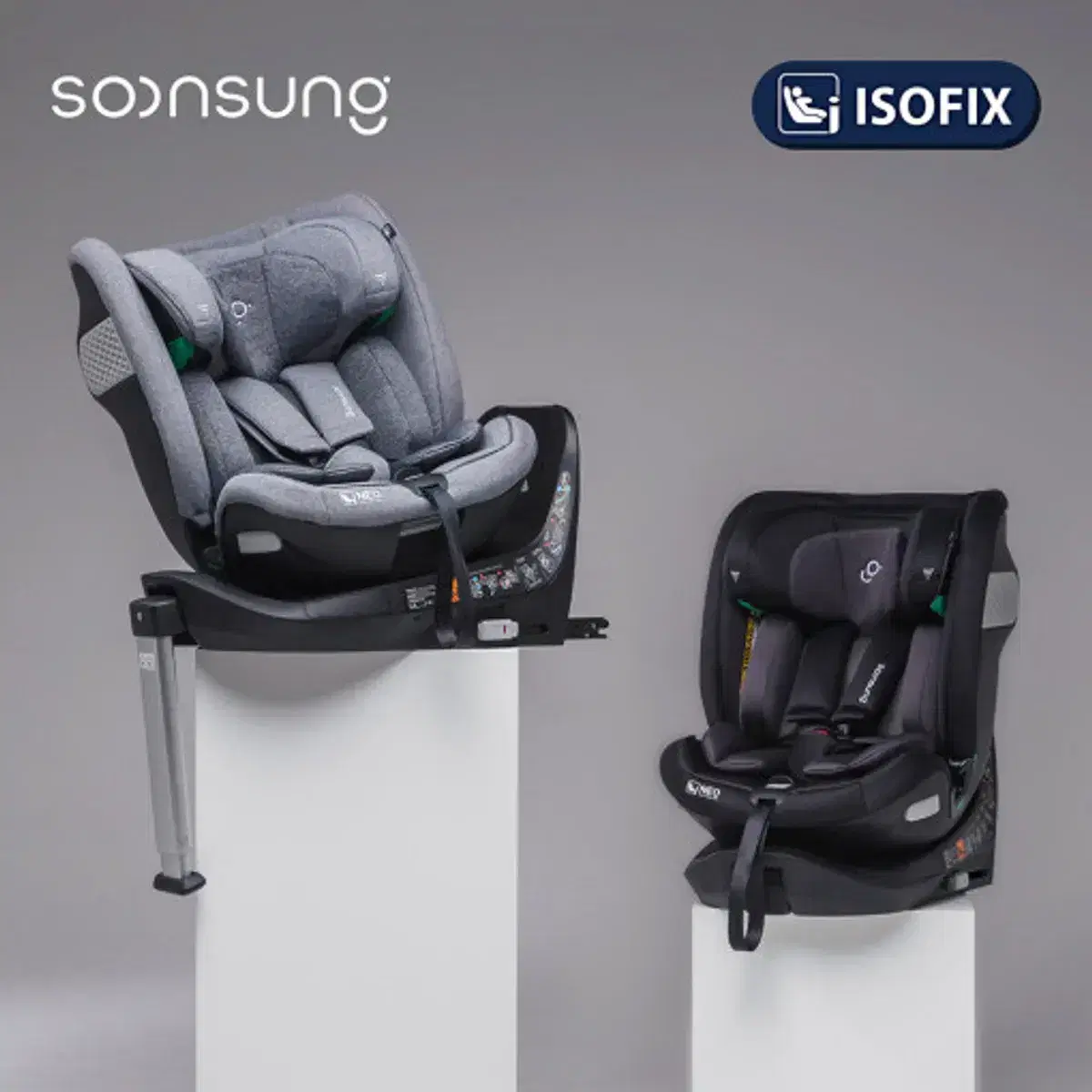 새제품 순성 아이 사이즈 회전형 카시트 ISOFIX(마블그레이, 스톤블랙