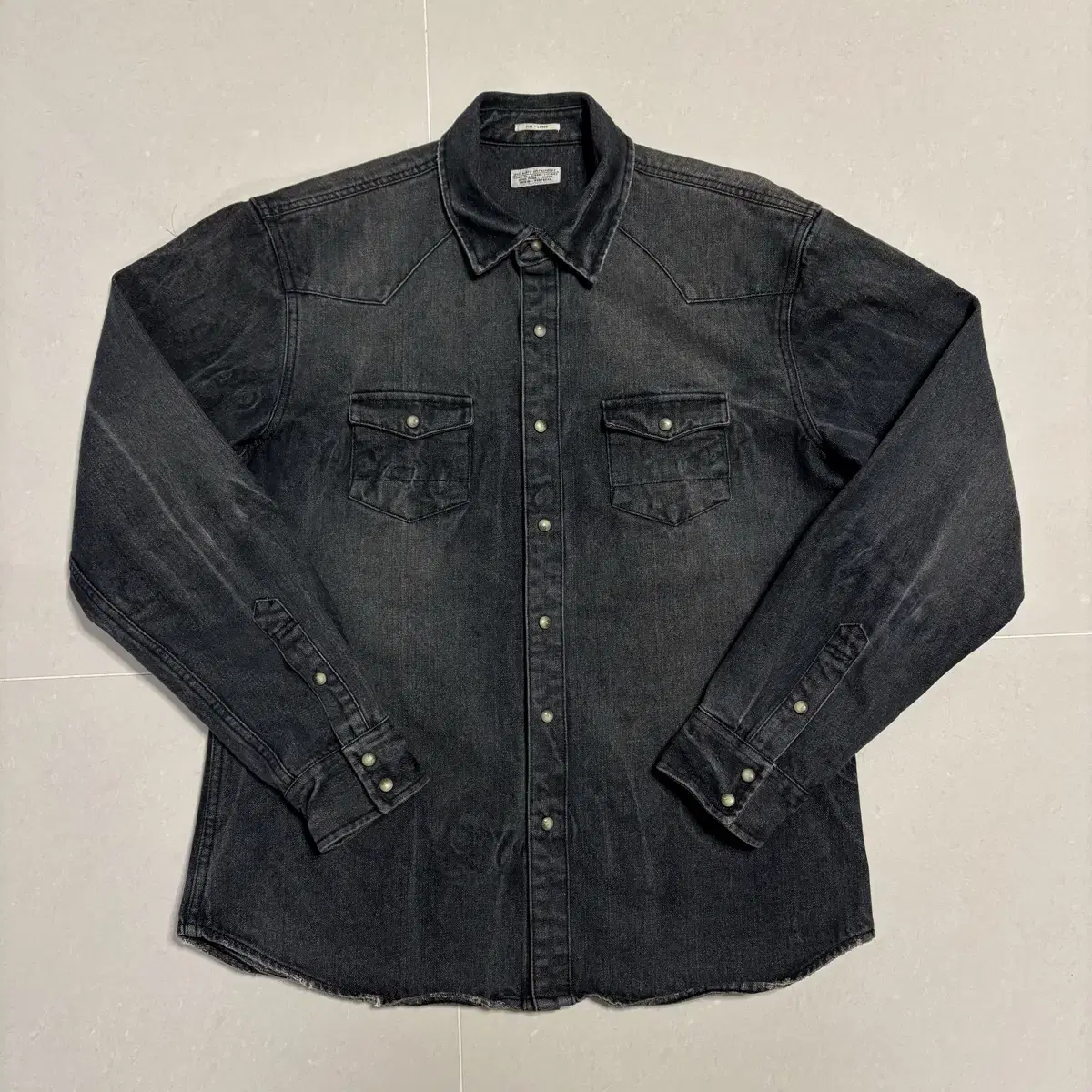 Genuine All Saints Western Black Jeans Snap Button Denim Shirt Black Jeans Men's