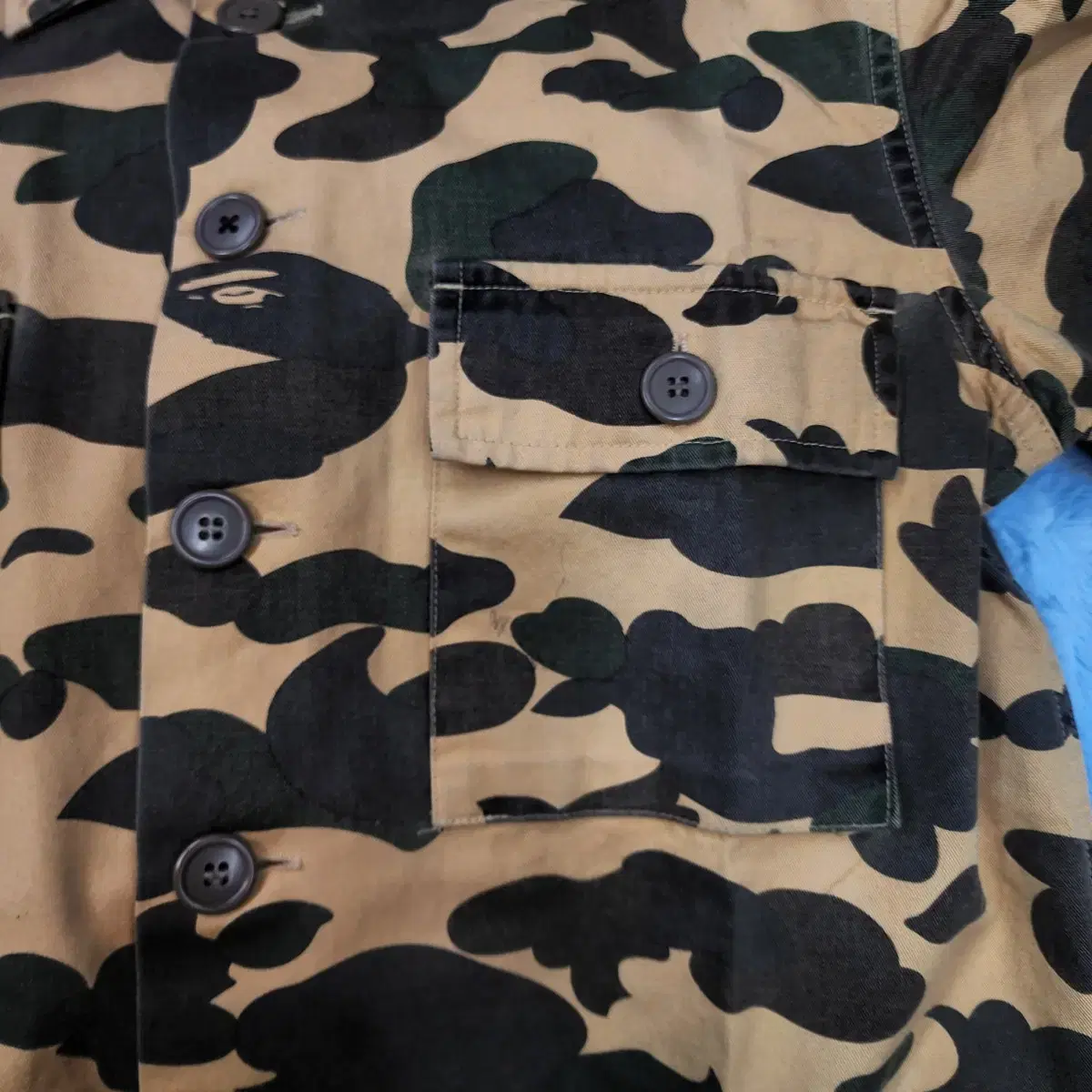 [S] A Bathing Ape 베이프 황계 카모 밀리터리 셔츠