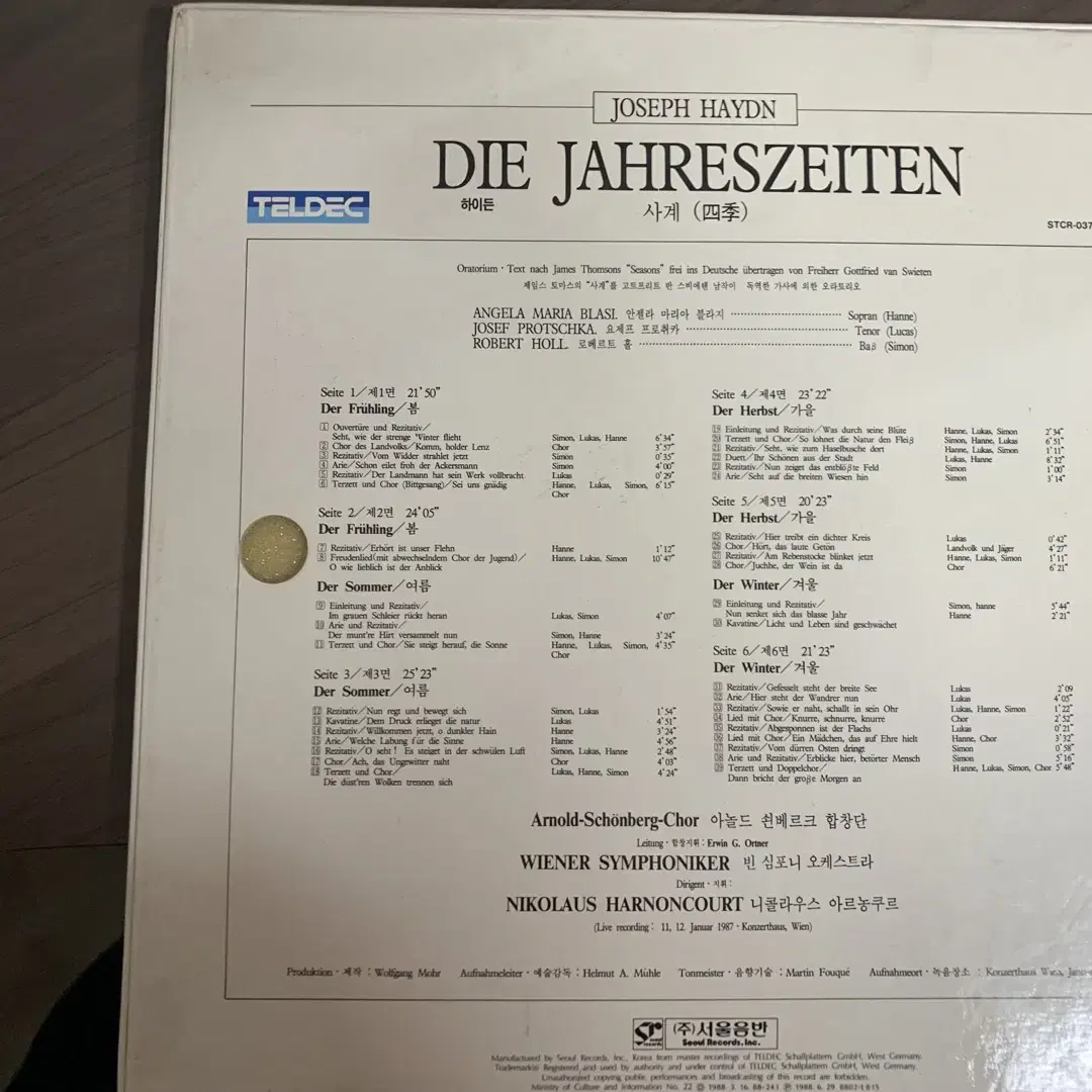 [3LP]J. Haydn-Die Jahreszeiten 사계