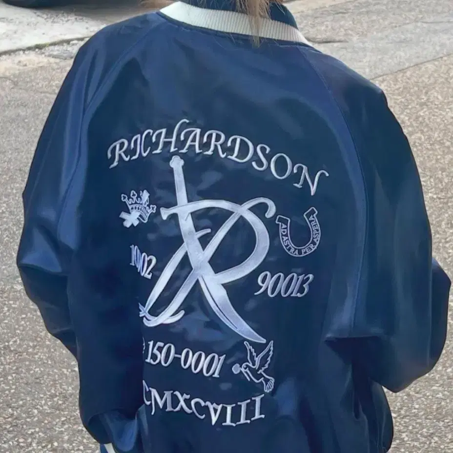 Richardson Satin Starter Jacket Navy