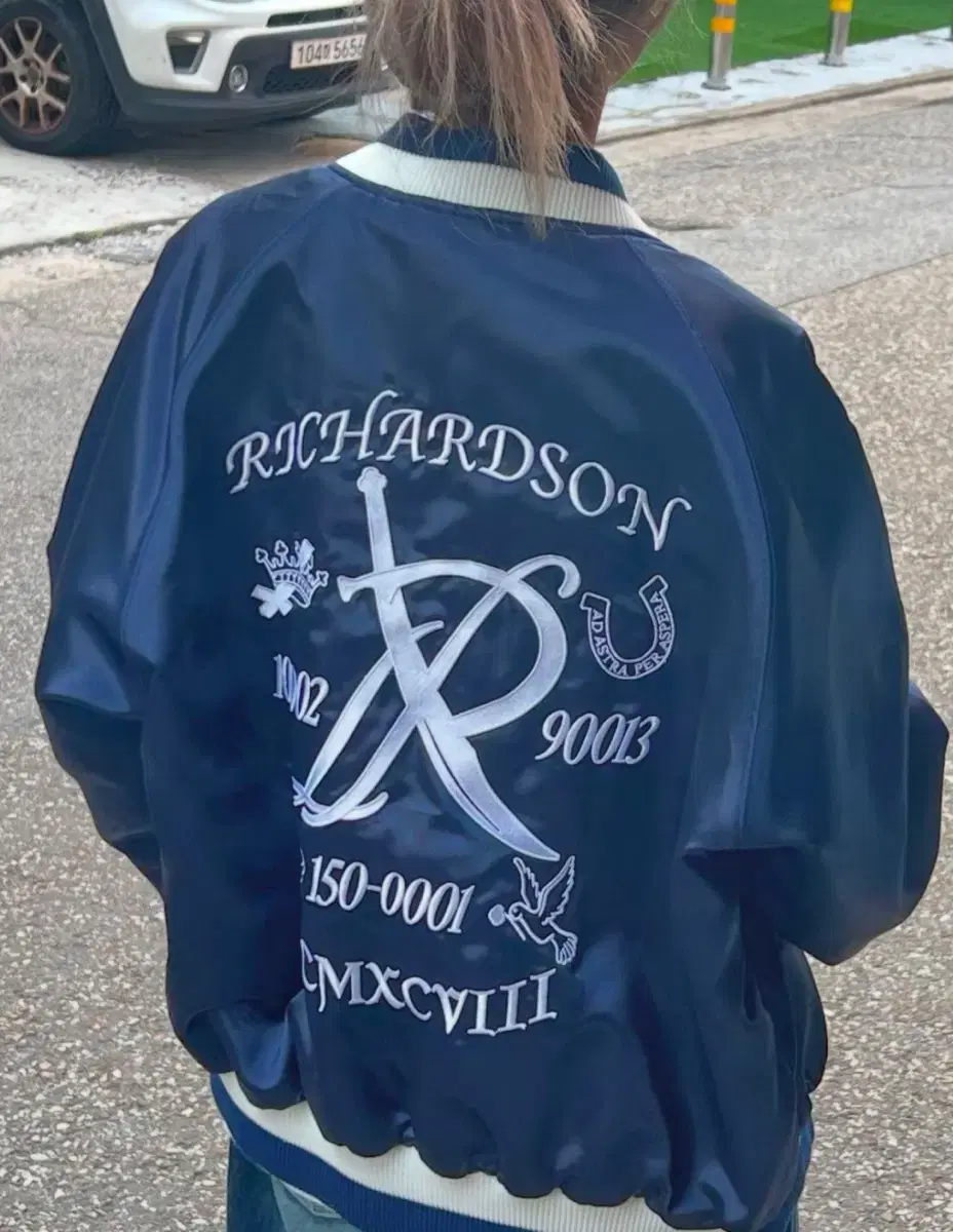 Richardson Satin Starter Jacket Navy