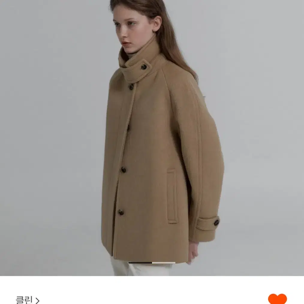 구해요 클린 Raglan Sleeve Half Coat 멜란지 카멜