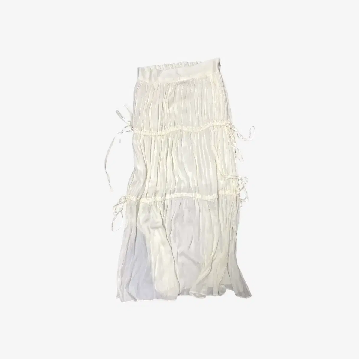 string ribbon shirring midi skirt