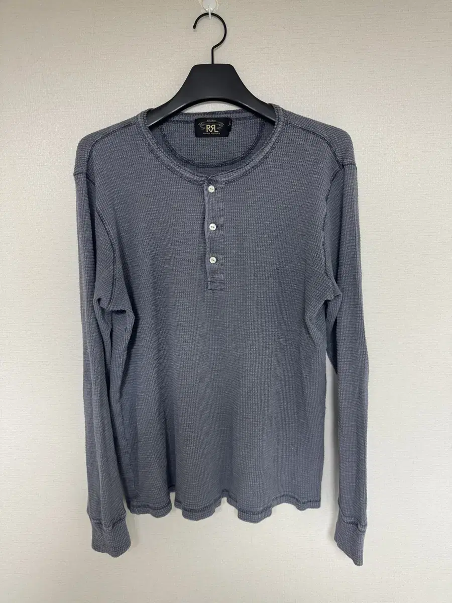 2XL) Double L RRL Waffle Henley Neck Bloo(Gray)