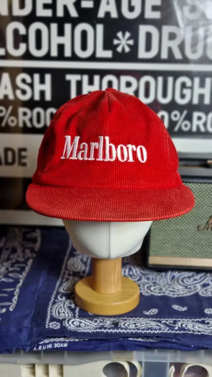 90s Marlboro 빈티지 말보로 코듀로이 모자